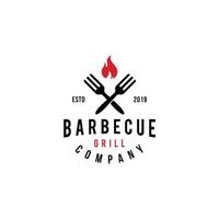 barbecue grill garden party fourche logo design vecteur inspiration