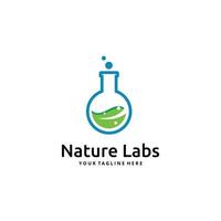 création de logo de laboratoire minimaliste simple feuille verte nature vecteur