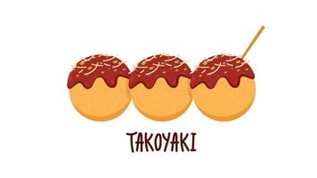 vecteur takoyaki. takoyaki sur fond blanc. espace libre pour le texte.