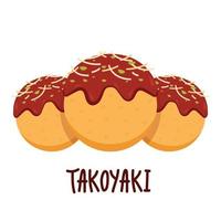 vecteur takoyaki. takoyaki sur fond blanc. espace libre pour le texte.