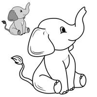 image vectorielle d'éléphant mignon, pour livre de coloriage vecteur