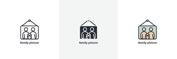 icône de photo de famille. ligne, version colorée de contour solide et rempli, contour et signe vectoriel rempli. symbole d'idée, illustration de logo. graphiques vectoriels