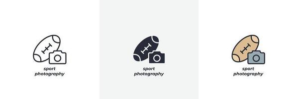 icône de la photographie sportive. ligne, version colorée de contour solide et rempli, contour et signe vectoriel rempli. symbole d'idée, illustration de logo. graphiques vectoriels