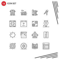 pack d'icônes vectorielles stock de 16 signes et symboles de ligne pour la maison moderne priant les clés de la maison éléments de conception vectoriels modifiables vecteur