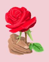 fleur rose dessinée à la main avec pinceau vecteur