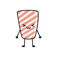 mascotte de sushi kawaii en style dessin animé. mignon sashimi au saumon pour le menu vecteur