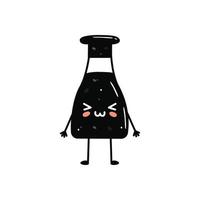 mascotte de sushi kawaii en style dessin animé. jolie bouteille de sauce soja pour le menu vecteur