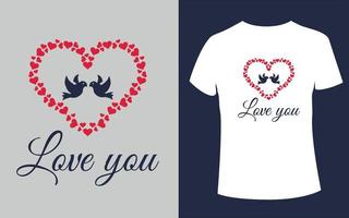 je t'aime t shirt design avec vecteur de forme d'amour