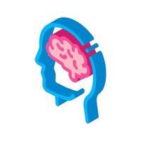 cerveau humain chez l'homme silhouette esprit icône isométrique vecteur