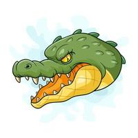 mascotte de tête de crocodile de dessin animé sur fond blanc vecteur