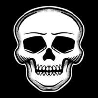 illustration d'art de crâne vecteur noir et blanc dessiné à la main pour le tatouage, l'autocollant, le logo, etc.