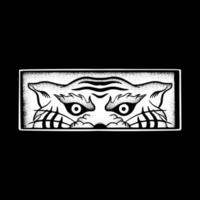 illustration d'art de tigre vecteur noir et blanc dessiné à la main pour le tatouage, l'autocollant, le logo etc.