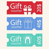 ensemble de coupons de réduction avec différents coffrets cadeaux vecteur