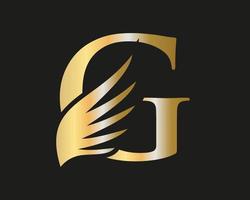 création de logo lettre g aile. logo de transport vecteur