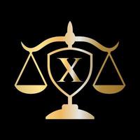 lettre initiale x logo du cabinet d'avocats. logo juridique et concept d'avocats vecteur