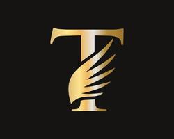création de logo lettre t aile. logo de transport vecteur
