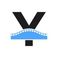 logo de pont lettre y pour le modèle vectoriel de transport, de voyage et de construction