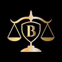 lettre initiale b logo du cabinet d'avocats. logo juridique et concept d'avocats vecteur