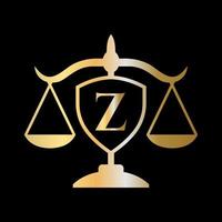 lettre initiale z logo du cabinet d'avocats. logo juridique et concept d'avocats vecteur