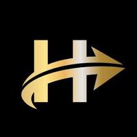 modèle de logo financier lettre h avec flèche de croissance marketing vecteur