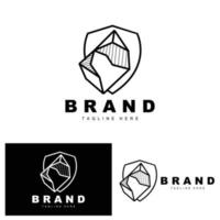 logo en pierre, conception de pierres précieuses, diamant, cristal, simple et élégant, vecteur de marque de produit, icône en pierre naturelle