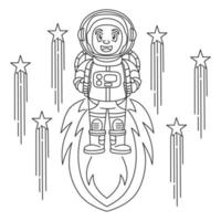 livre de coloriage pour les enfants astronaute qui s'envole au-delà des étoiles vecteur