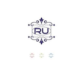 logo de luxe monogramme ru, conception unique de lettre de logo ru vecteur