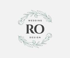 collection de logos de monogramme de mariage lettre initiales ro, modèles minimalistes et floraux modernes dessinés à la main pour cartes d'invitation, réservez la date, identité élégante pour restaurant, boutique, café en image vectorielle vecteur