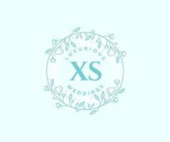 xs initiales lettre modèle de logos de monogramme de mariage, modèles minimalistes et floraux modernes dessinés à la main pour cartes d'invitation, réservez la date, identité élégante. vecteur