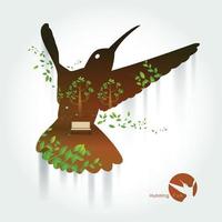 silhouette de colibri avec parc sur paysage exotique vecteur