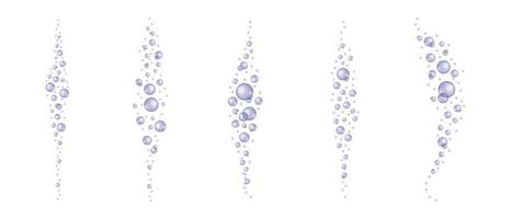 ensemble de bulles d'oxygène sous-marin violet. savon ou mousse nettoyante, savon pour le bain, effet boisson gazeuse gazeuse. tendance très péri couleur vecteur