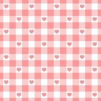 modèle sans couture vichy rose et blanc avec des coeurs. texture à carreaux de la saint-valentin pour couverture de pique-nique, nappe, plaid. fond tissu, design vichy rétro vecteur