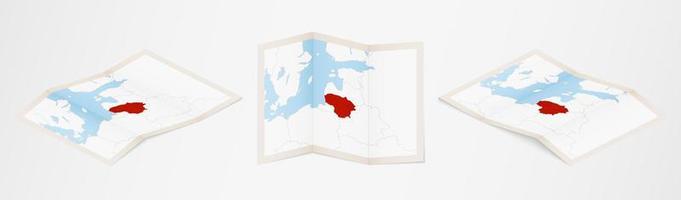 carte pliée de la lituanie en trois versions différentes. vecteur