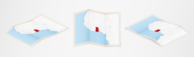 carte pliée du ghana en trois versions différentes. vecteur