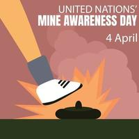 illustration graphique vectoriel du pied sur un piège à mines dans le sol, parfait pour la journée internationale, la journée de sensibilisation aux mines des nations unies, la célébration, la carte de voeux, etc.