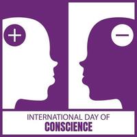 illustration graphique vectoriel de deux silhouettes de tête avec des symboles positifs et négatifs, parfaits pour la journée internationale, la journée internationale de la conscience, célébrer, carte de voeux, etc.