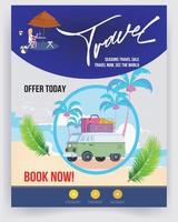 conception de flyer de voyage de visites d'entreprise modernes. modèle de brochure de tourisme de vacances d'été. vecteur