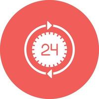 icône de fond de cercle de glyphe de service 24 heures sur 24 vecteur