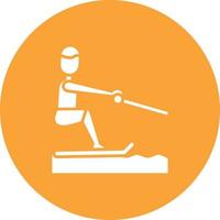 icône de fond de cercle de glyphe de ski pieds nus vecteur