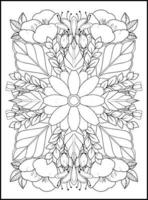 fleurs pages de livre de coloriage pour adultes vecteur