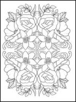 fleurs pages de livre de coloriage pour adultes vecteur