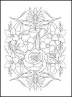 fleurs pages de livre de coloriage pour adultes vecteur