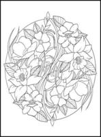 fleurs pages de livre de coloriage pour adultes vecteur