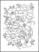 fleurs pages de livre de coloriage pour adultes vecteur