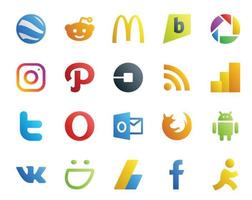 pack de 20 icônes de médias sociaux, y compris les perspectives du navigateur car opera twitter