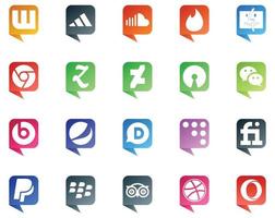 20 logo de style bulle de médias sociaux comme fiverr disqus zootool pepsi messenger vecteur