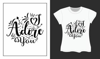 conception de t-shirt svg saint valentin, je t'adore vecteur