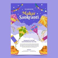 modèle d'affiche makar sankranti vecteur