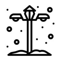 icône de réverbère avec vecteur de style de contour, rue en hiver