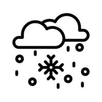 icône de neige avec vecteur de style de contour, icône de flocon de neige, icône de nuage, icône météo